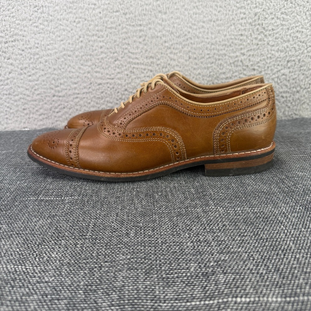 Allen Edmonds Strand Oxford Men 8.5 D Tan Leather Brogue Cap Toe Shoes 2005